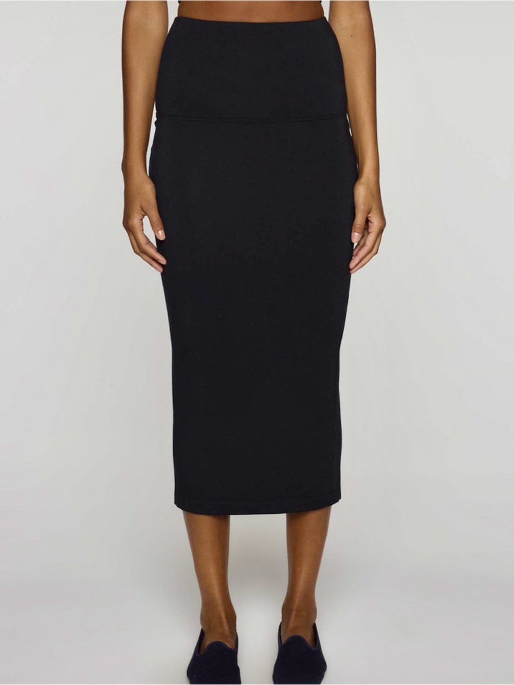 Classic Black High-Rise Midi Pencil Skirt